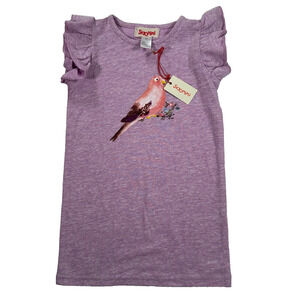 Siaomimi Toddler 3T Dress Purple Ruffle Sleeve Bird Graphic Shift New